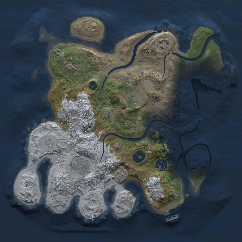 Rust Map: Procedural Map, Size: 3000, Seed: 1298037, 12 Monuments