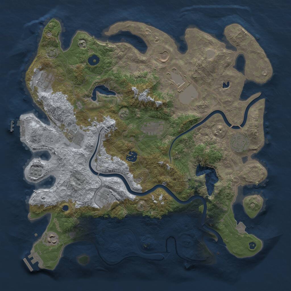 Rust Map: Procedural Map, Size: 4000, Seed: 27916974, 16 Monuments