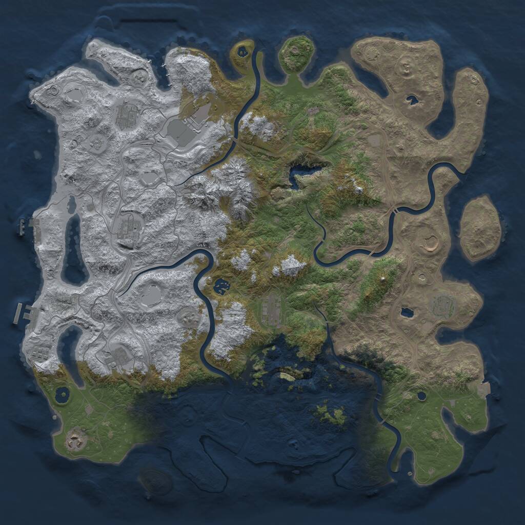 Rust Map: Procedural Map, Size: 5000, Seed: 754346947, 17 Monuments