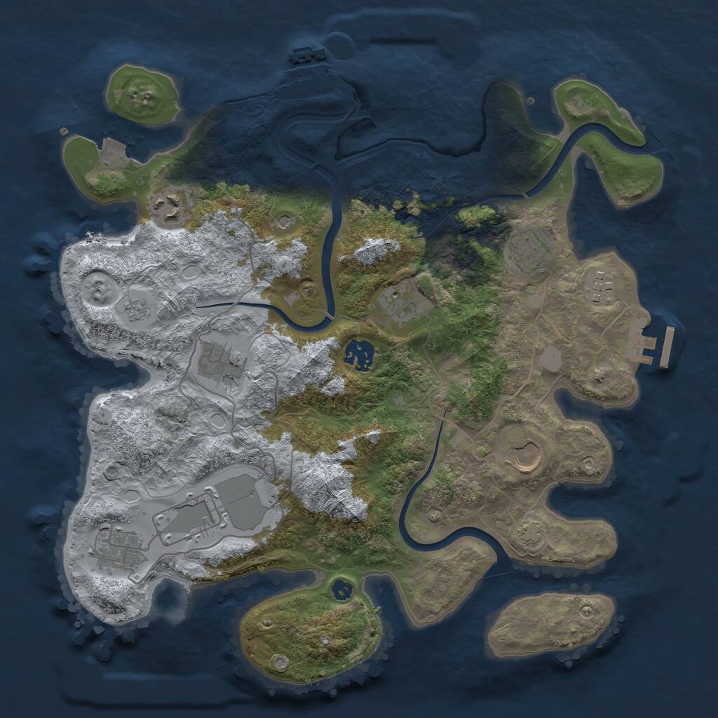 Rust Map: Procedural Map, Size: 3500, Seed: 384844166, 15 Monuments