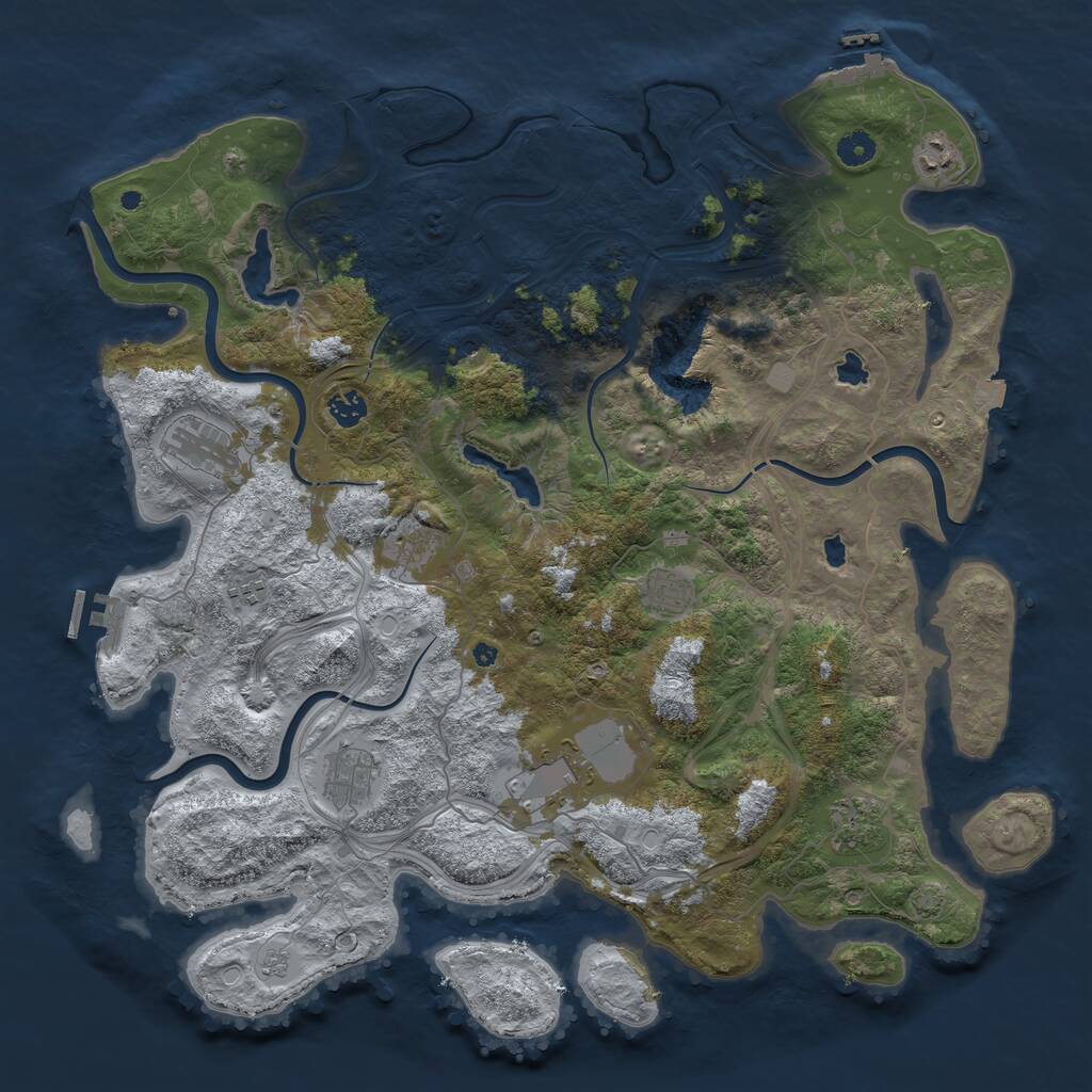 Rust Map: Procedural Map, Size: 4500, Seed: 581913590, 15 Monuments
