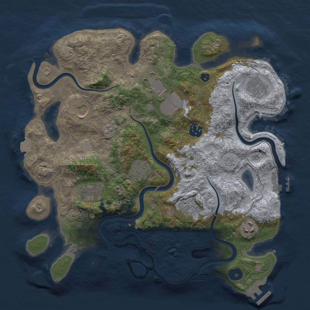 Rust Map: Procedural Map, Size: 3500, Seed: 942949873, 15 Monuments