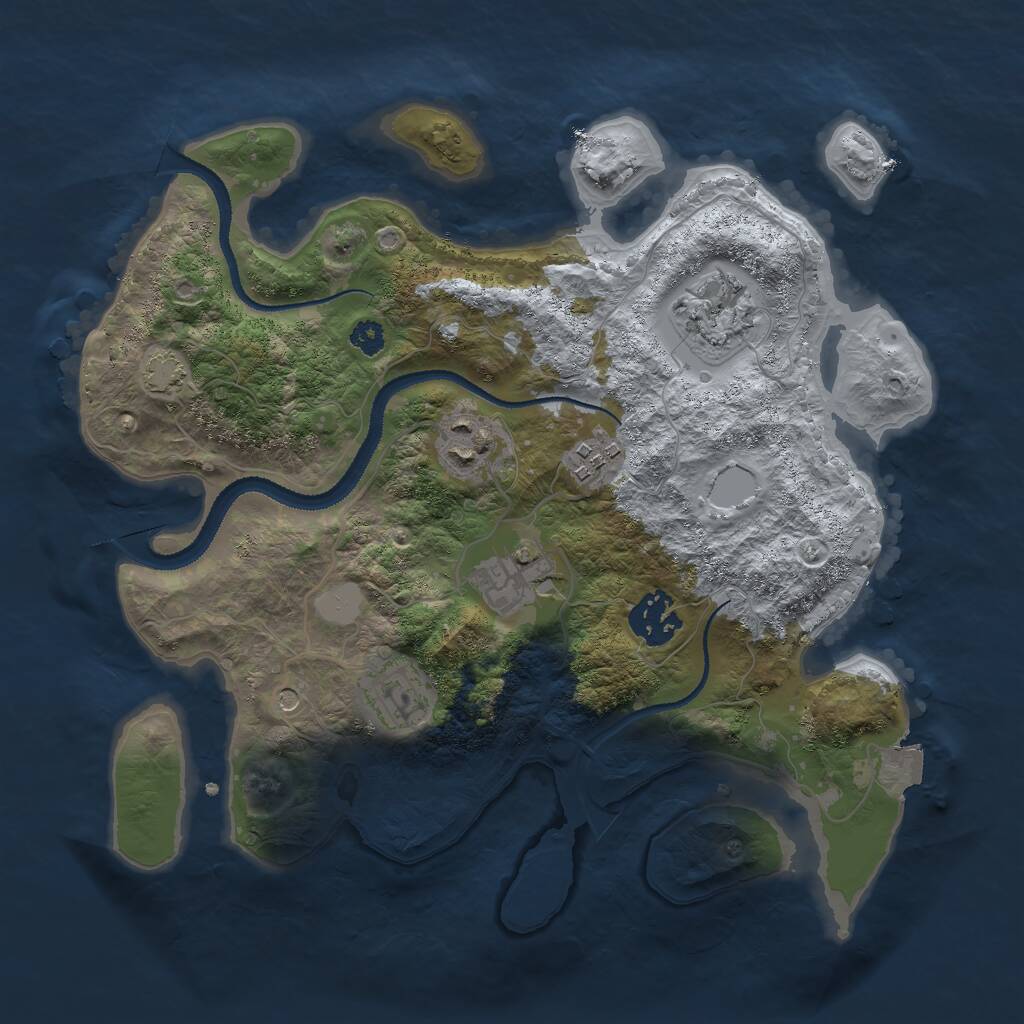 Rust Map: Procedural Map, Size: 3000, Seed: 60606060, 9 Monuments