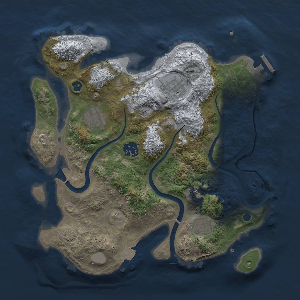 Rust Map: Procedural Map, Size: 3000, Seed: 12845, 9 Monuments