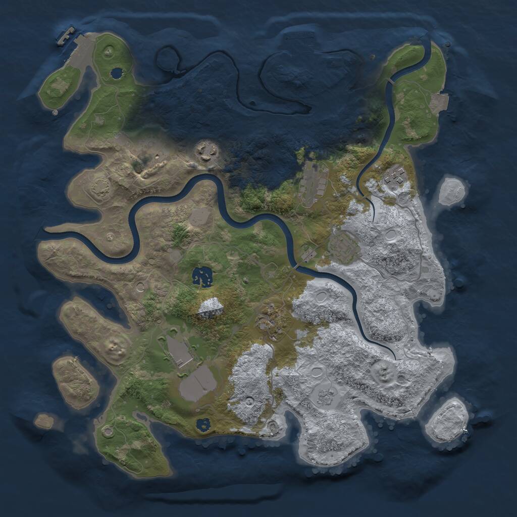 Rust Map: Procedural Map, Size: 3600, Seed: 3163, 14 Monuments