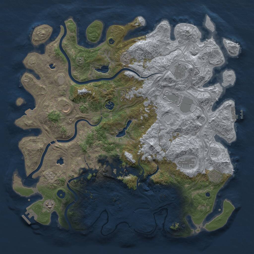 Rust Map: Procedural Map, Size: 4500, Seed: 1287940537, 16 Monuments