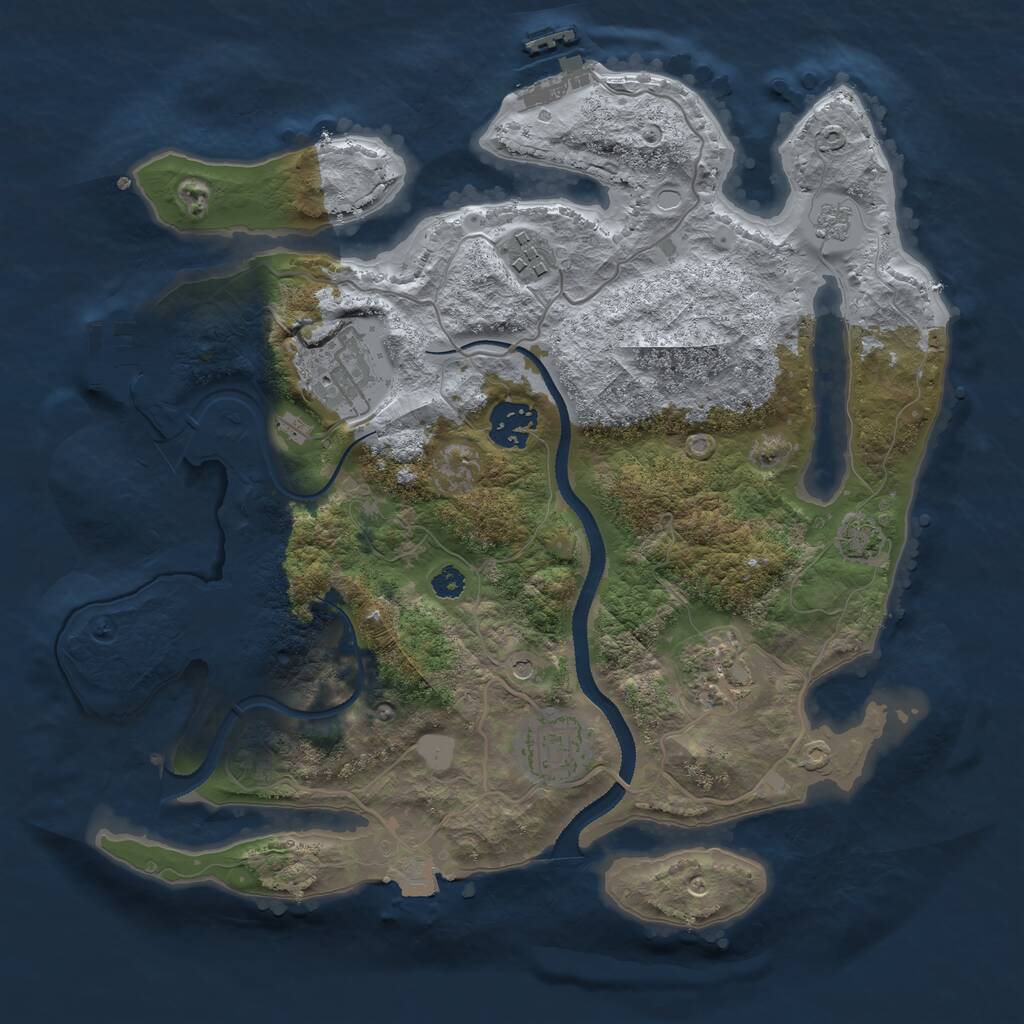 Rust Map: Procedural Map, Size: 3200, Seed: 105230531, 11 Monuments