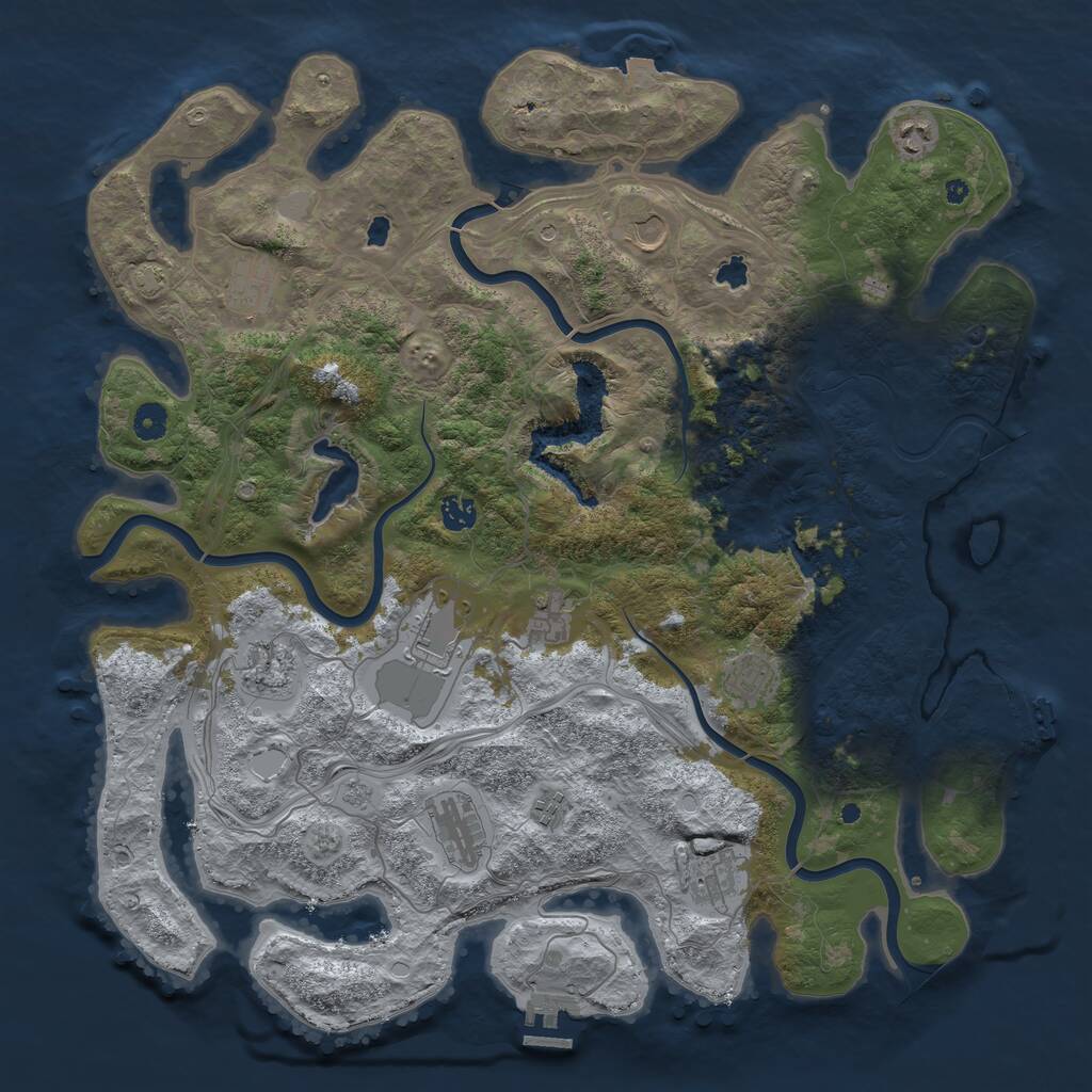 Rust Map: Procedural Map, Size: 4500, Seed: 173261570, 17 Monuments