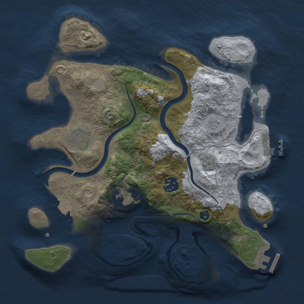 Rust Map: Procedural Map, Size: 3000, Seed: 7243591, 9 Monuments