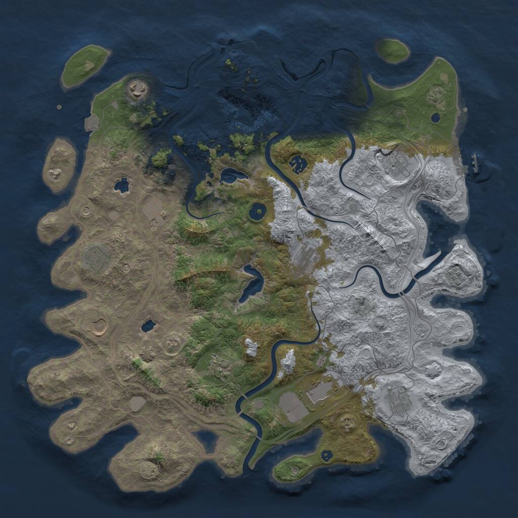 Rust Map: Procedural Map, Size: 4500, Seed: 986240189, 17 Monuments