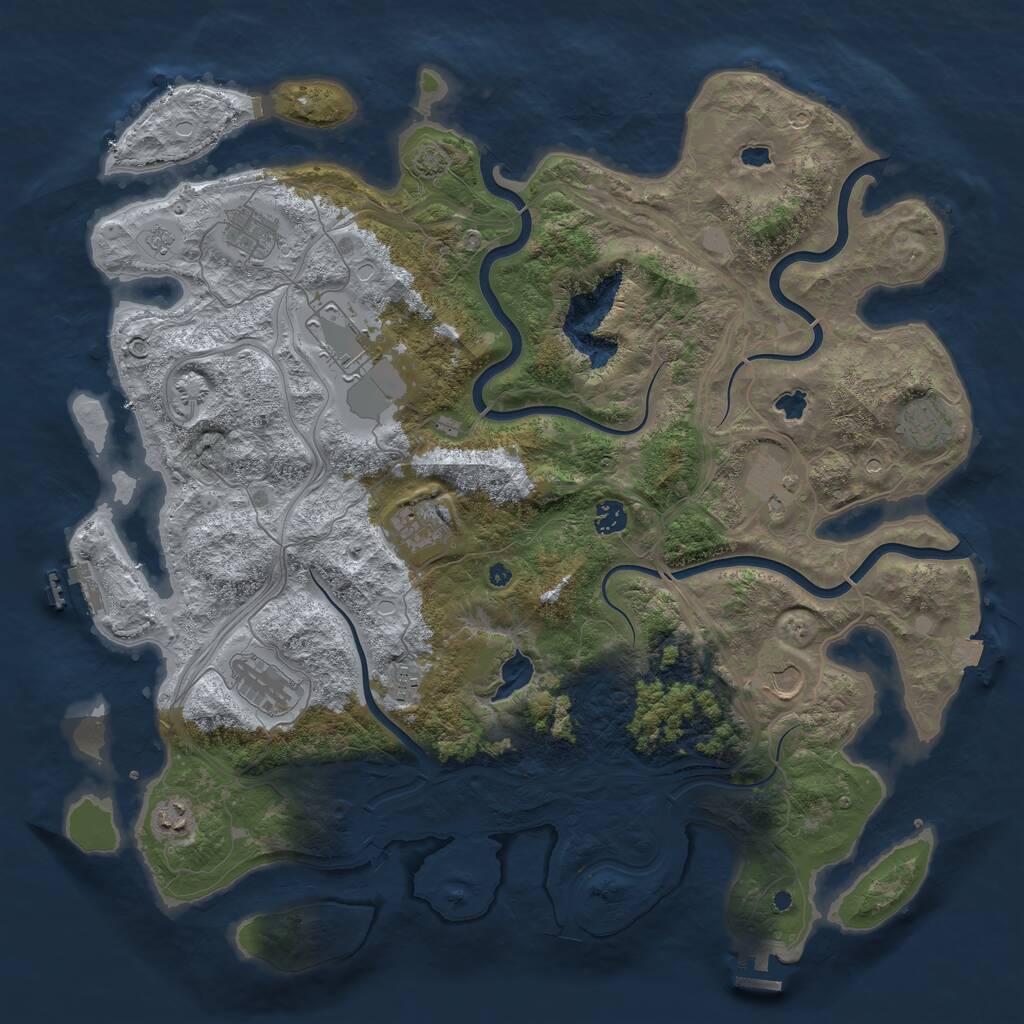Rust Map: Procedural Map, Size: 4500, Seed: 1381041855, 16 Monuments
