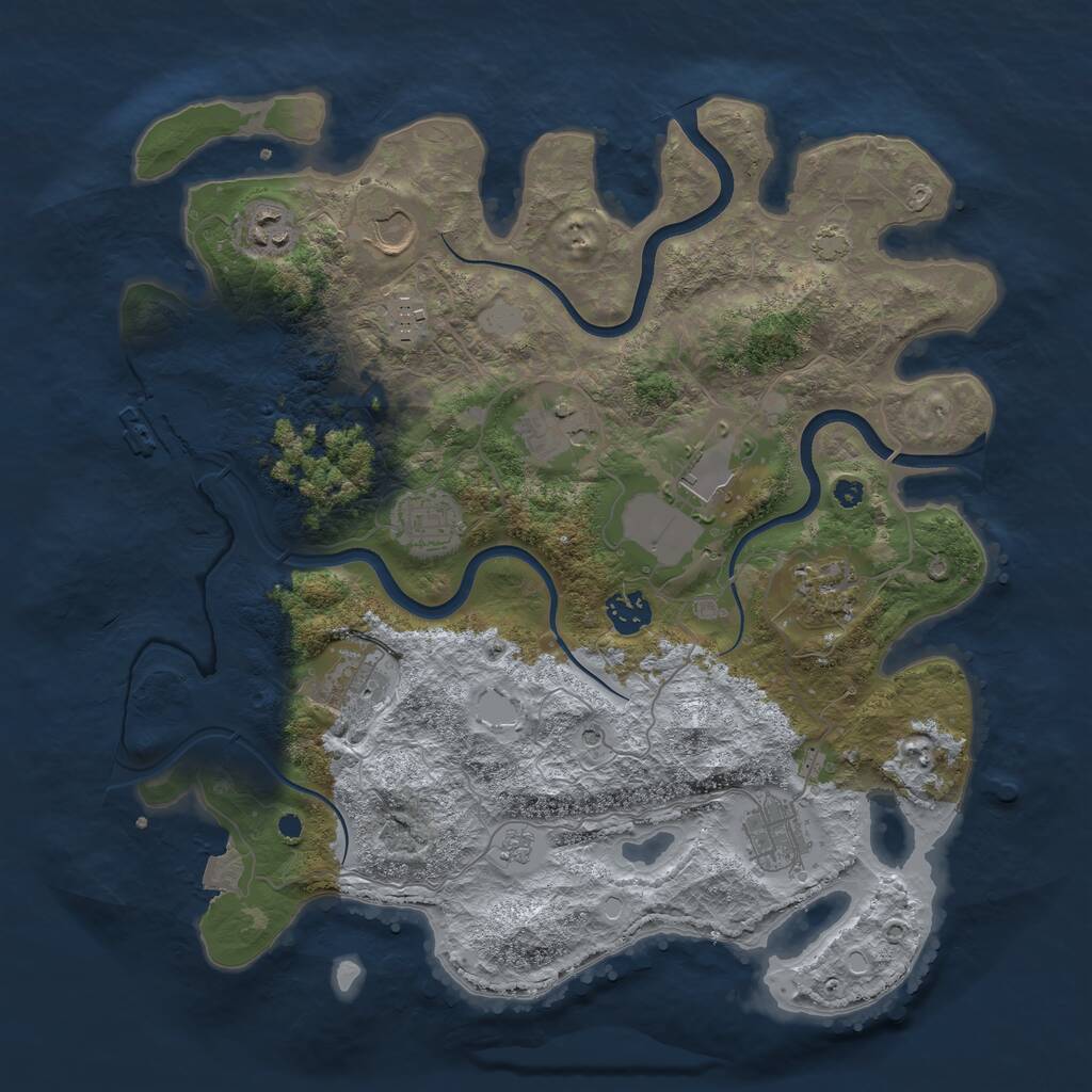Rust Map: Procedural Map, Size: 3750, Seed: 2354, 15 Monuments