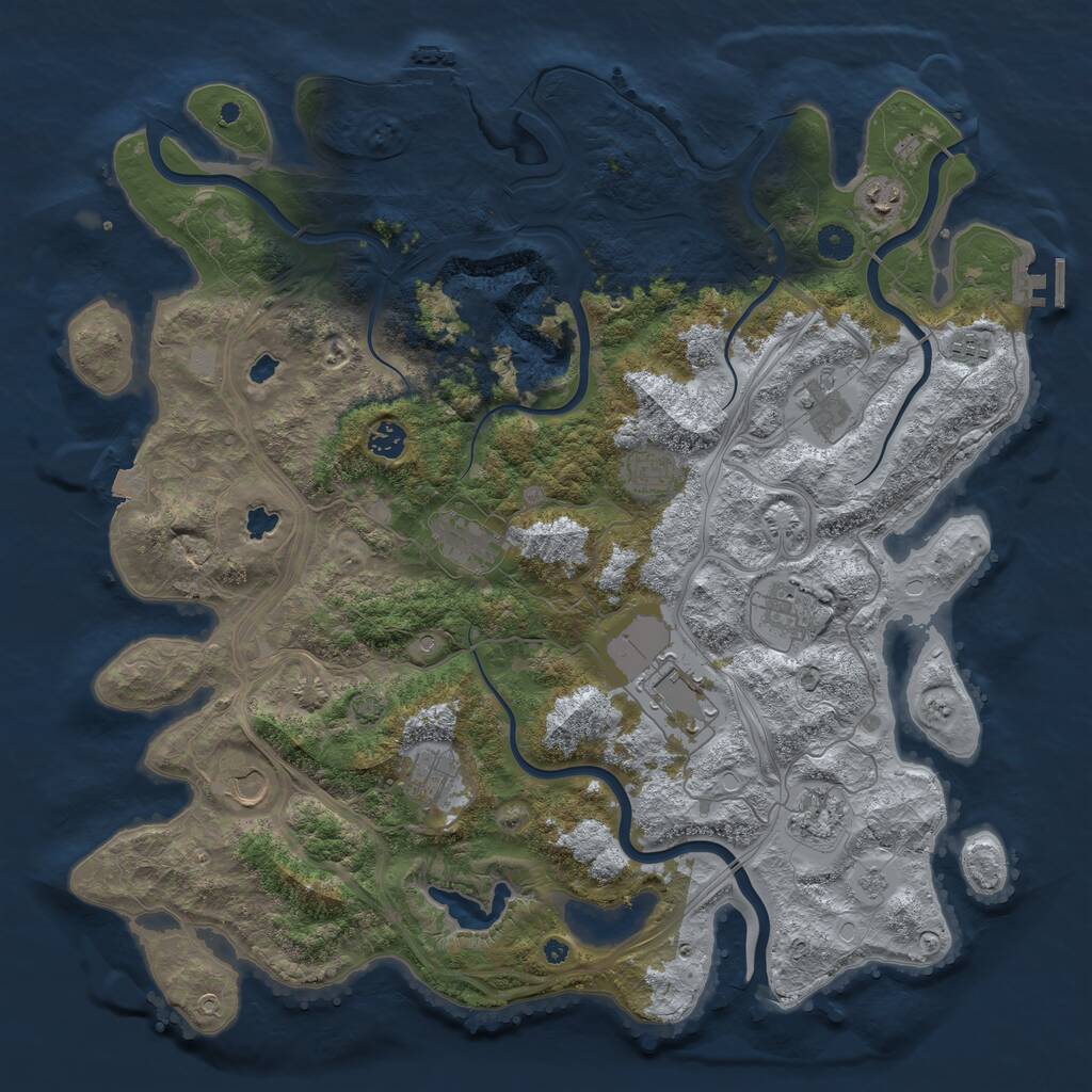 Rust Map: Procedural Map, Size: 4500, Seed: 64181993, 17 Monuments