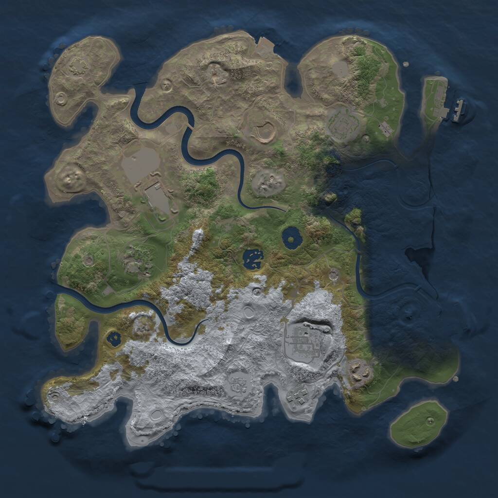 Rust Map: Procedural Map, Size: 3500, Seed: 1092650872, 14 Monuments