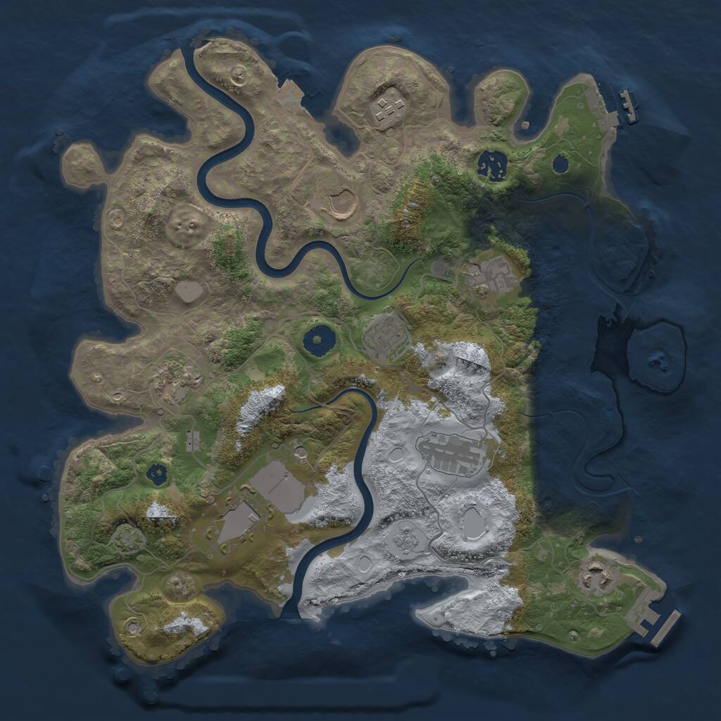 Rust Map: Procedural Map, Size: 3500, Seed: 288228010, 15 Monuments