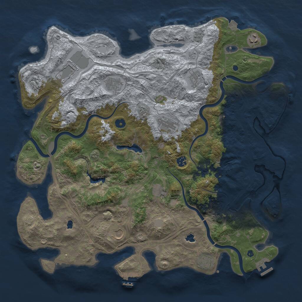 Rust Map: Procedural Map, Size: 4500, Seed: 565620475, 17 Monuments