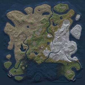 Thumbnail Rust Map: Procedural Map, Size: 4500, Seed: 1182857561, 17 Monuments