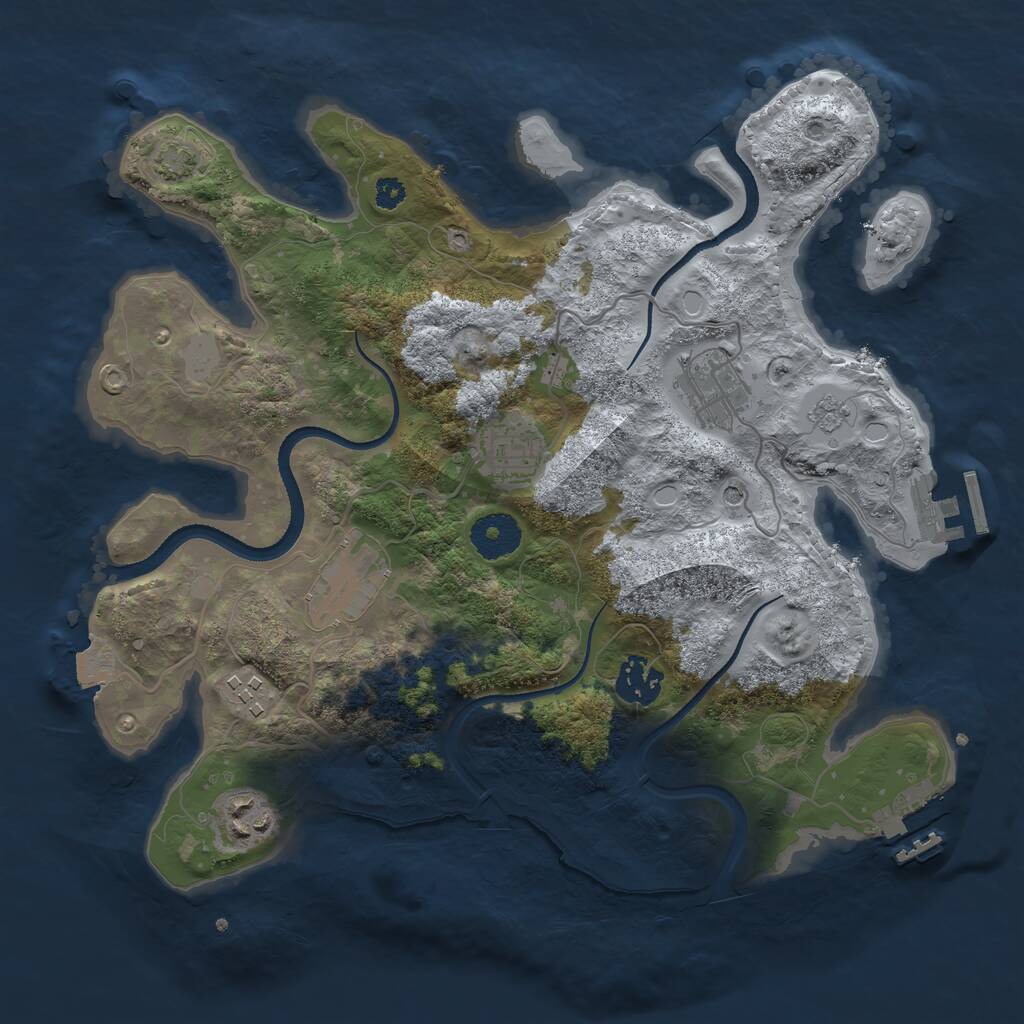 Rust Map: Procedural Map, Size: 3250, Seed: 511618465, 12 Monuments