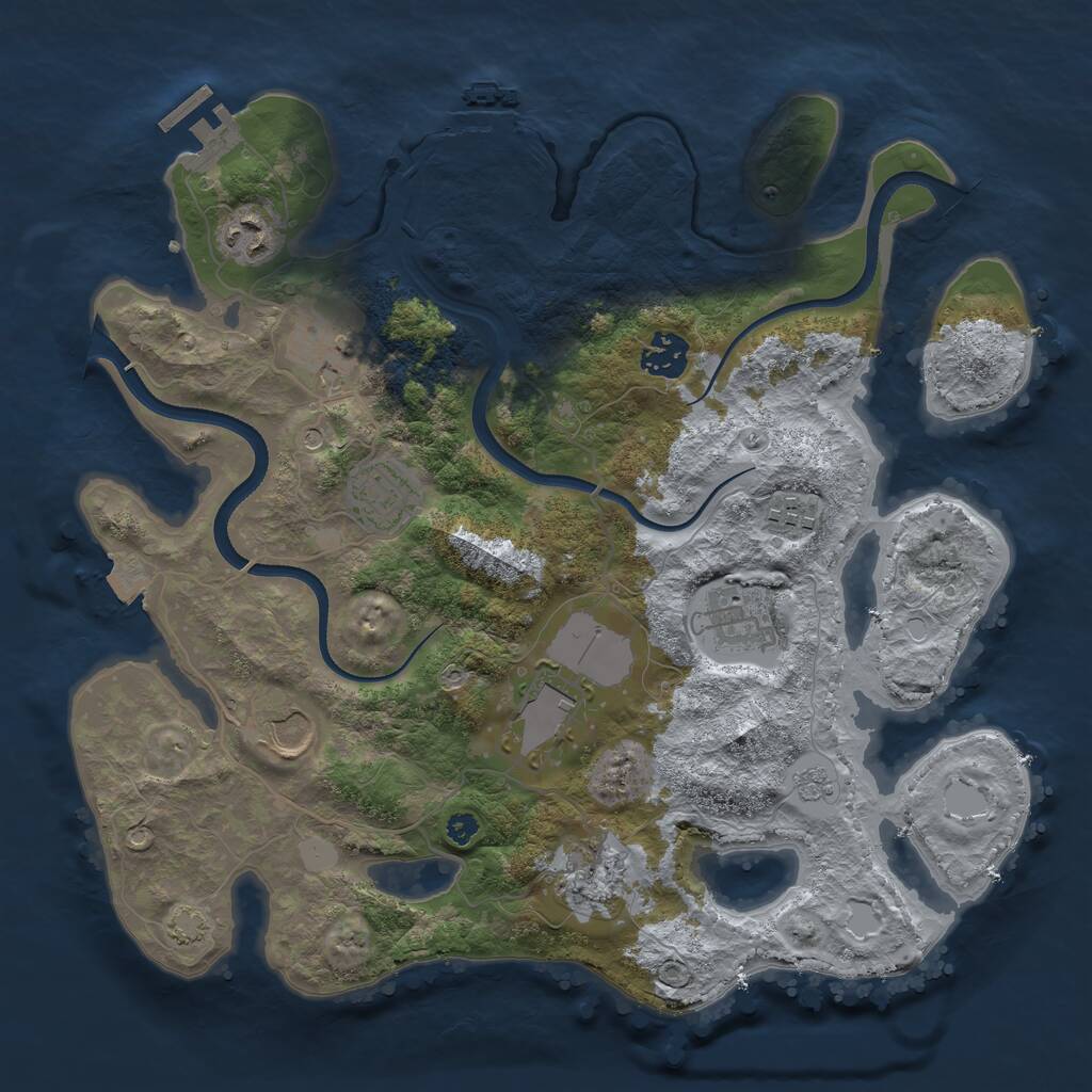 Rust Map: Procedural Map, Size: 3500, Seed: 24667402, 15 Monuments