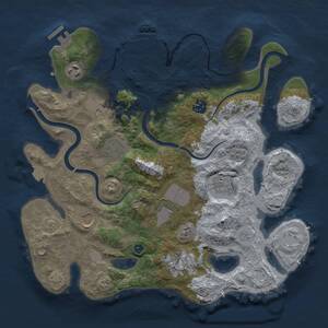 Thumbnail Rust Map: Procedural Map, Size: 3500, Seed: 24667402, 15 Monuments