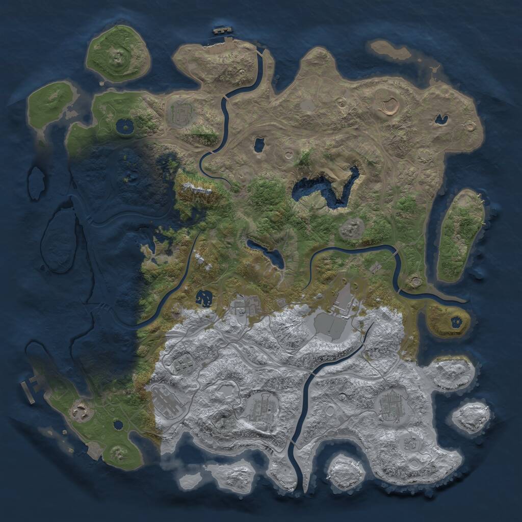 Rust Map: Procedural Map, Size: 4500, Seed: 1981039834, 16 Monuments