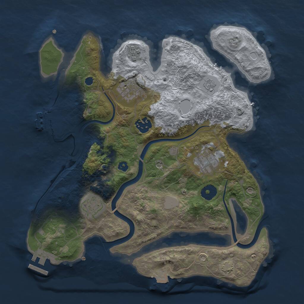 Rust Map: Procedural Map, Size: 3000, Seed: 9654, 11 Monuments