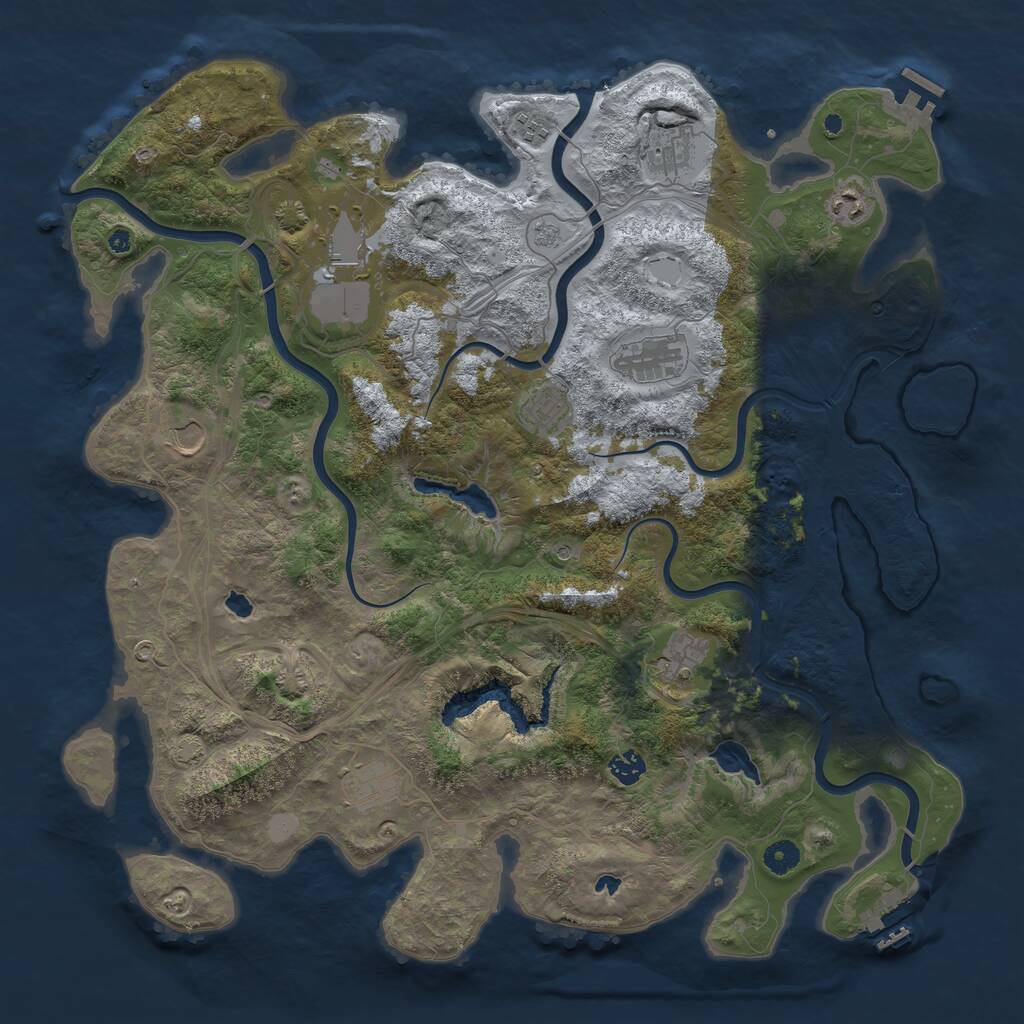 Rust Map: Procedural Map, Size: 4500, Seed: 97689832, 16 Monuments