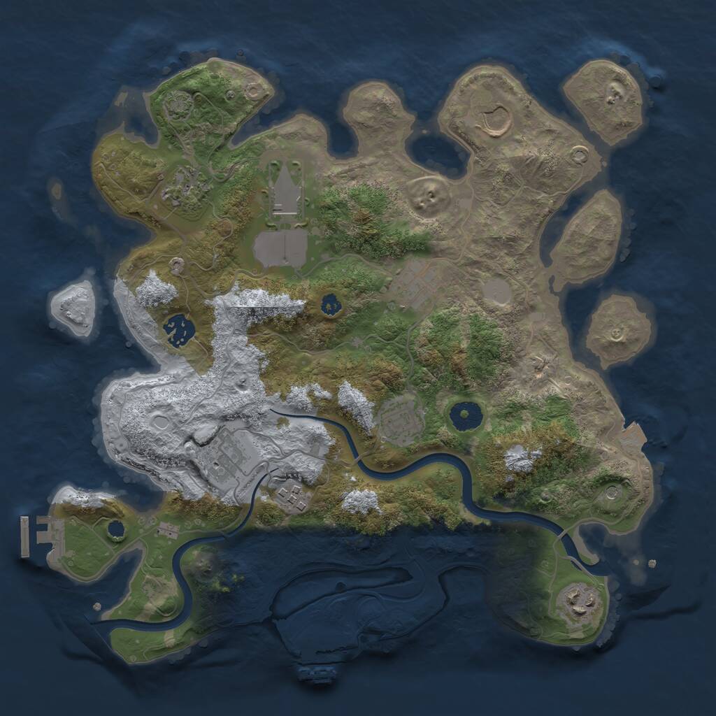 Rust Map: Procedural Map, Size: 3500, Seed: 1447838470, 14 Monuments