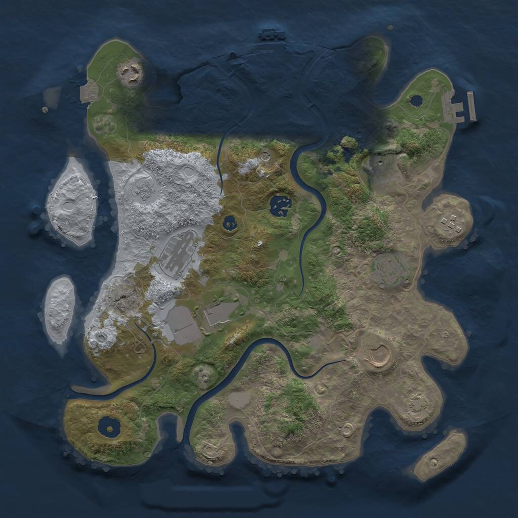 Rust Map: Procedural Map, Size: 3500, Seed: 1996993368, 14 Monuments