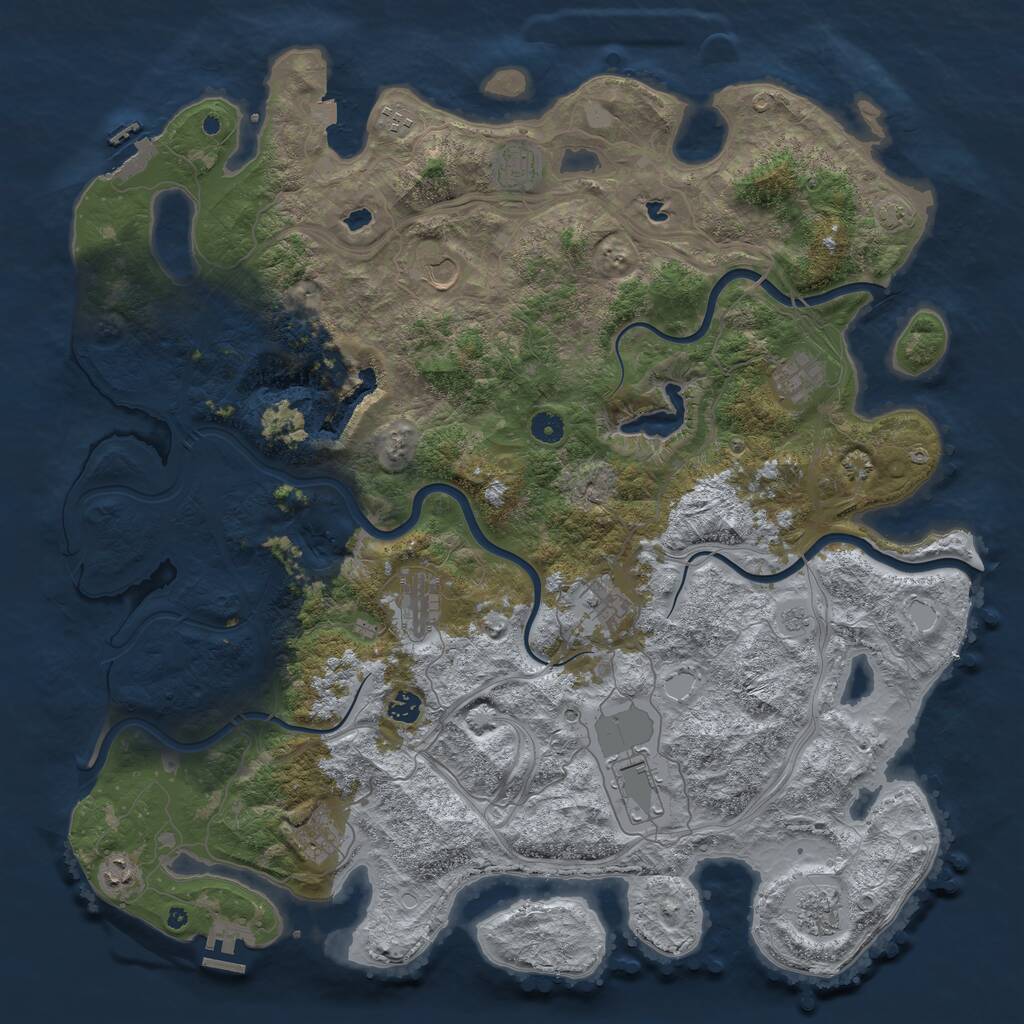 Rust Map: Procedural Map, Size: 4800, Seed: 1067947620, 17 Monuments