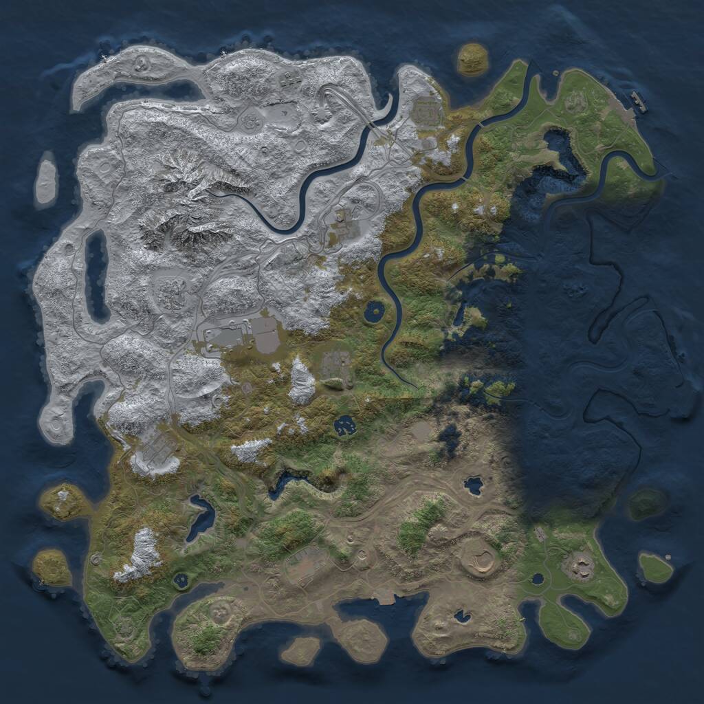 Rust Map: Procedural Map, Size: 5000, Seed: 243598676, 17 Monuments