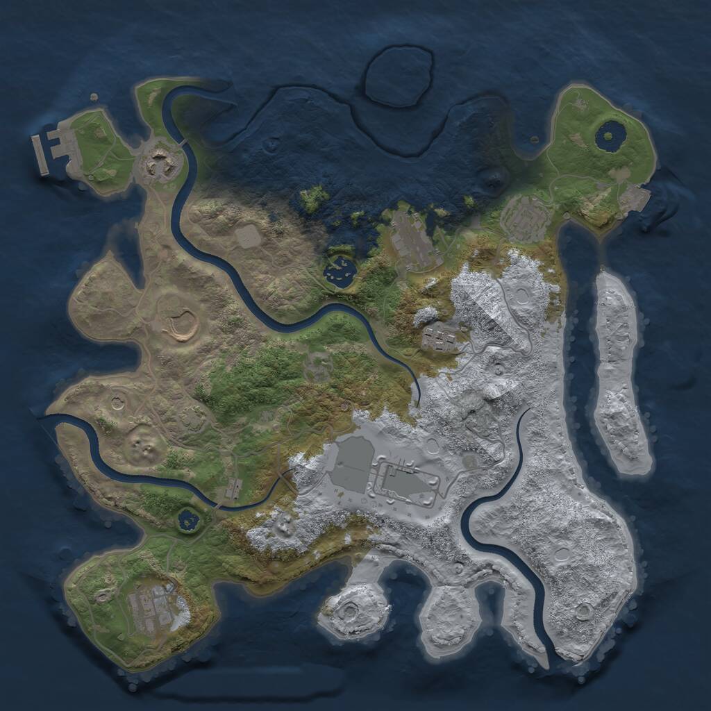 Rust Map: Procedural Map, Size: 3500, Seed: 1683956410, 12 Monuments