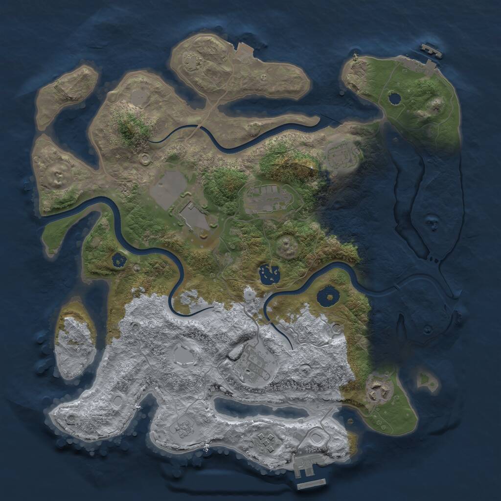 Rust Map: Procedural Map, Size: 3500, Seed: 285243663, 13 Monuments