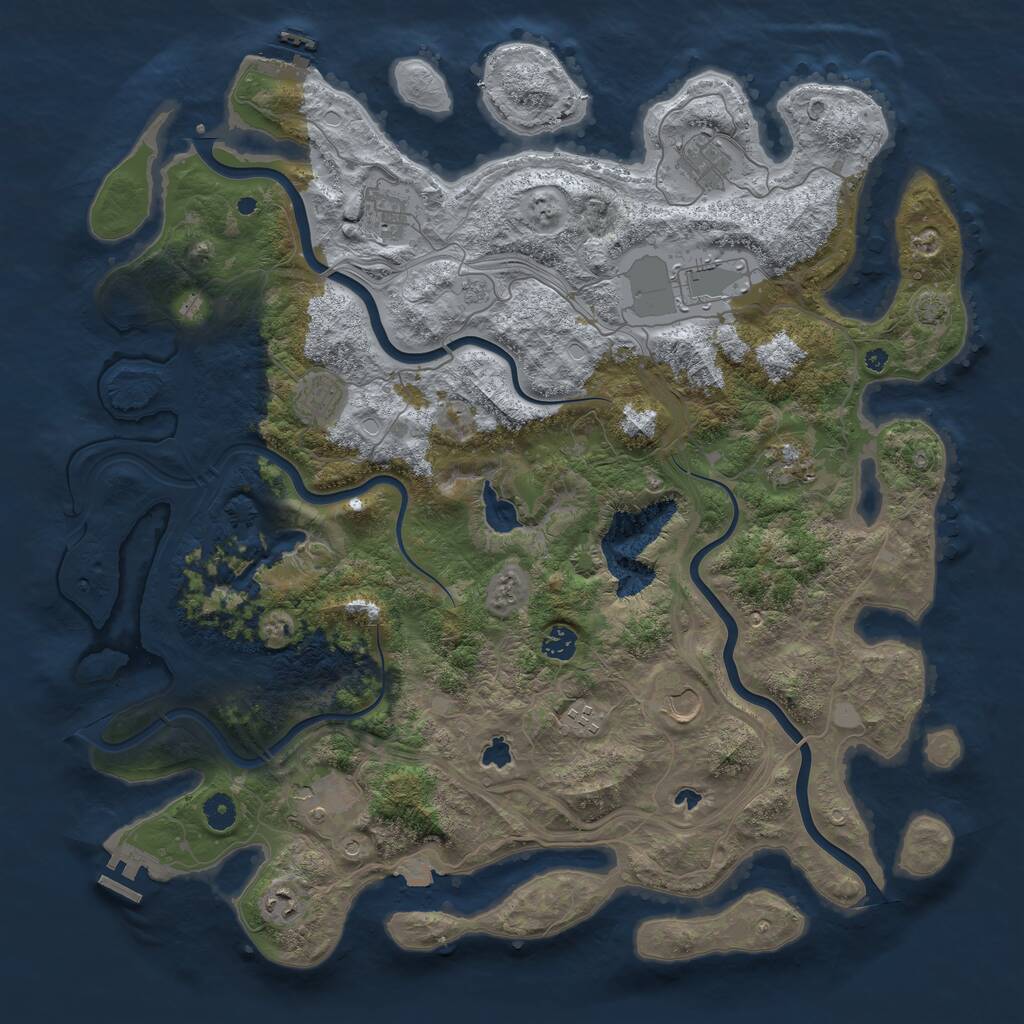 Rust Map: Procedural Map, Size: 4500, Seed: 524498043, 16 Monuments