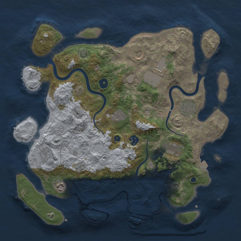 Rust Map: Procedural Map, Size: 3800, Seed: 340657310, 14 Monuments