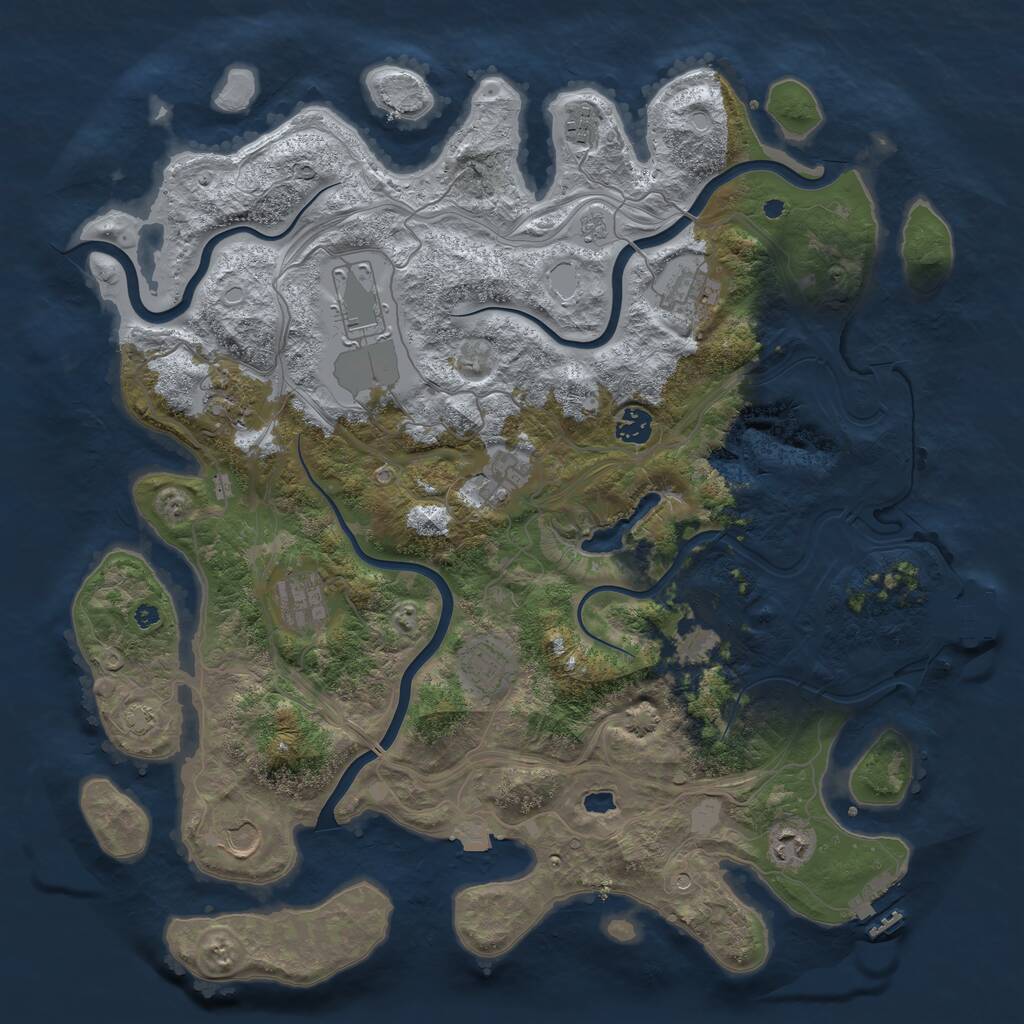 Rust Map: Procedural Map, Size: 4250, Seed: 3081028, 17 Monuments