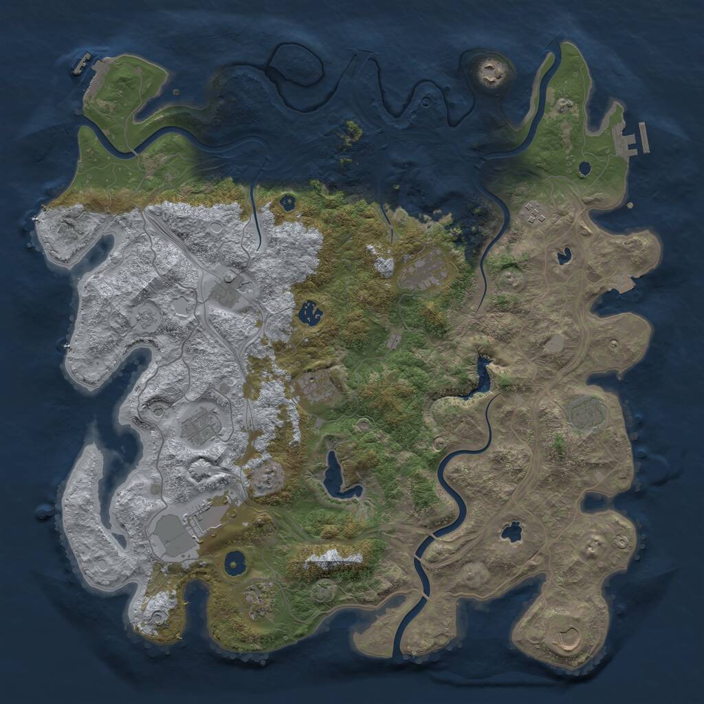 Rust Map: Procedural Map, Size: 4500, Seed: 629935731, 17 Monuments
