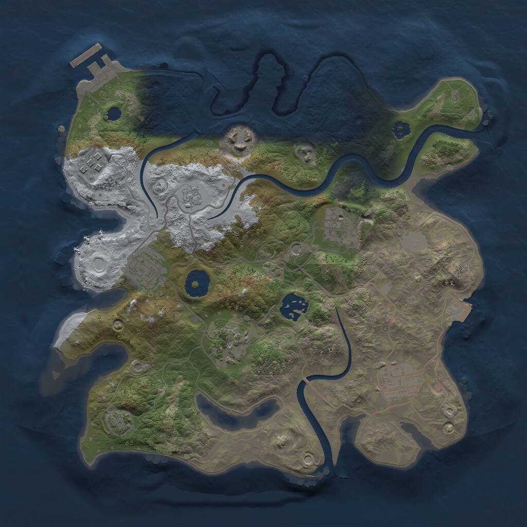 Rust Map: Procedural Map, Size: 3000, Seed: 2634, 12 Monuments