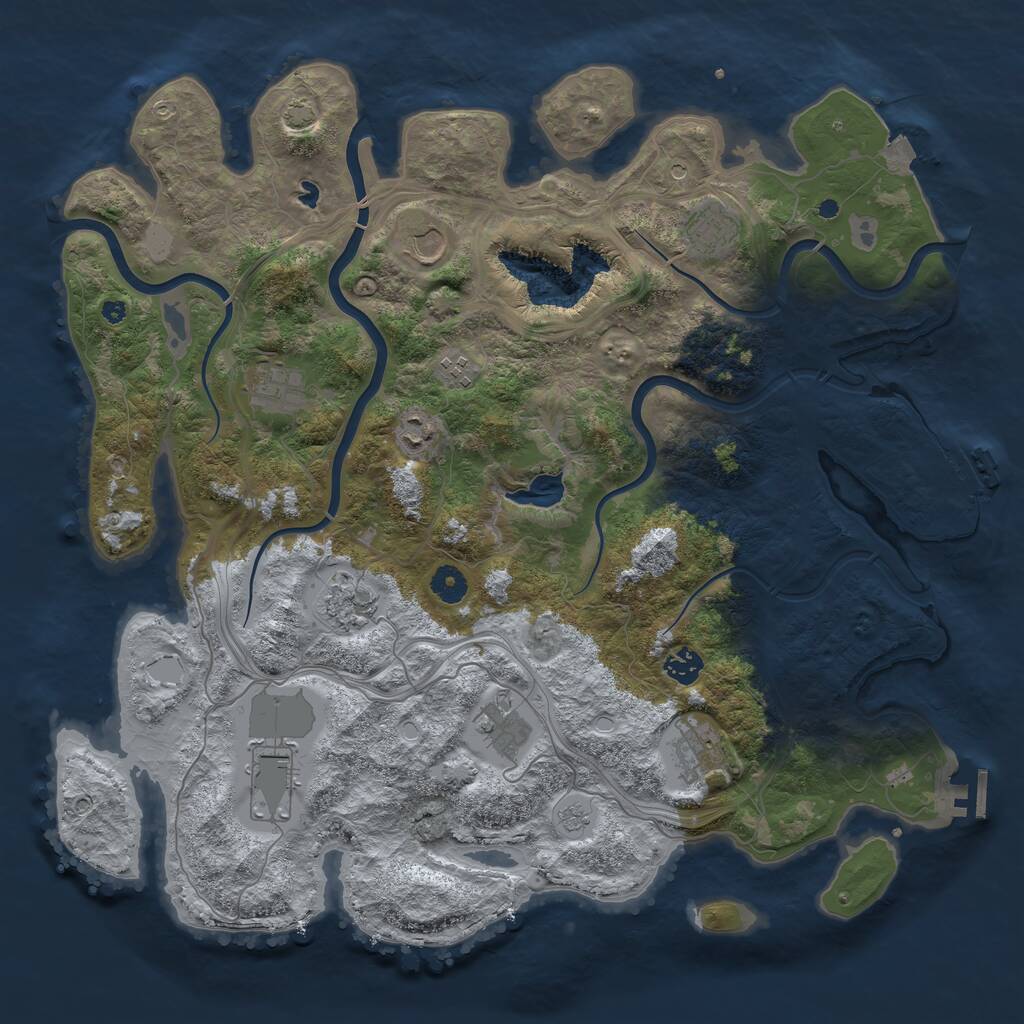 Rust Map: Procedural Map, Size: 4250, Seed: 384372483, 16 Monuments