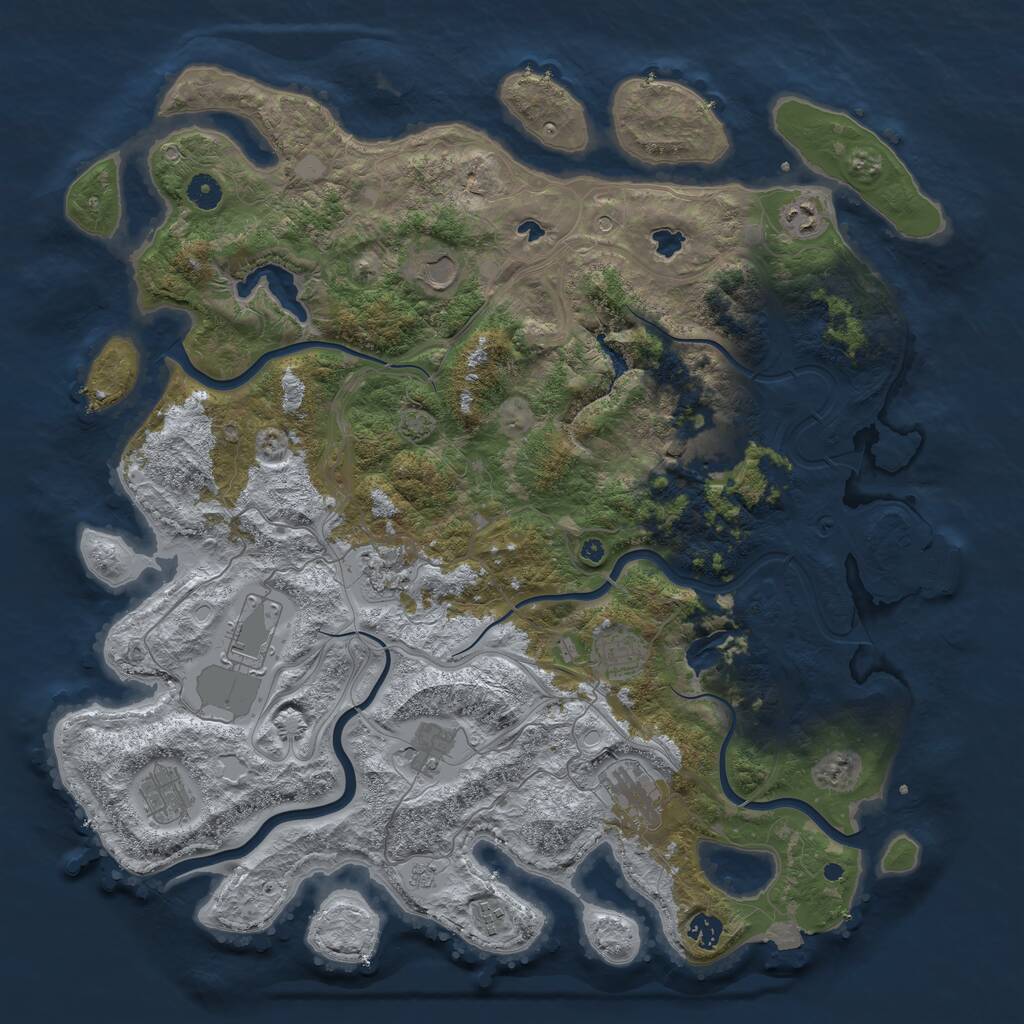 Rust Map: Procedural Map, Size: 4500, Seed: 32459, 16 Monuments