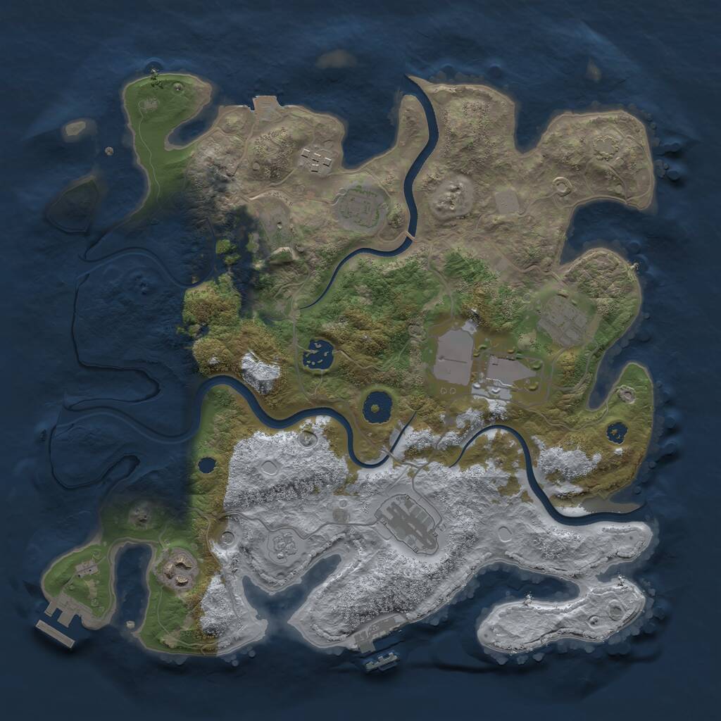 Rust Map: Procedural Map, Size: 3500, Seed: 664406015, 14 Monuments