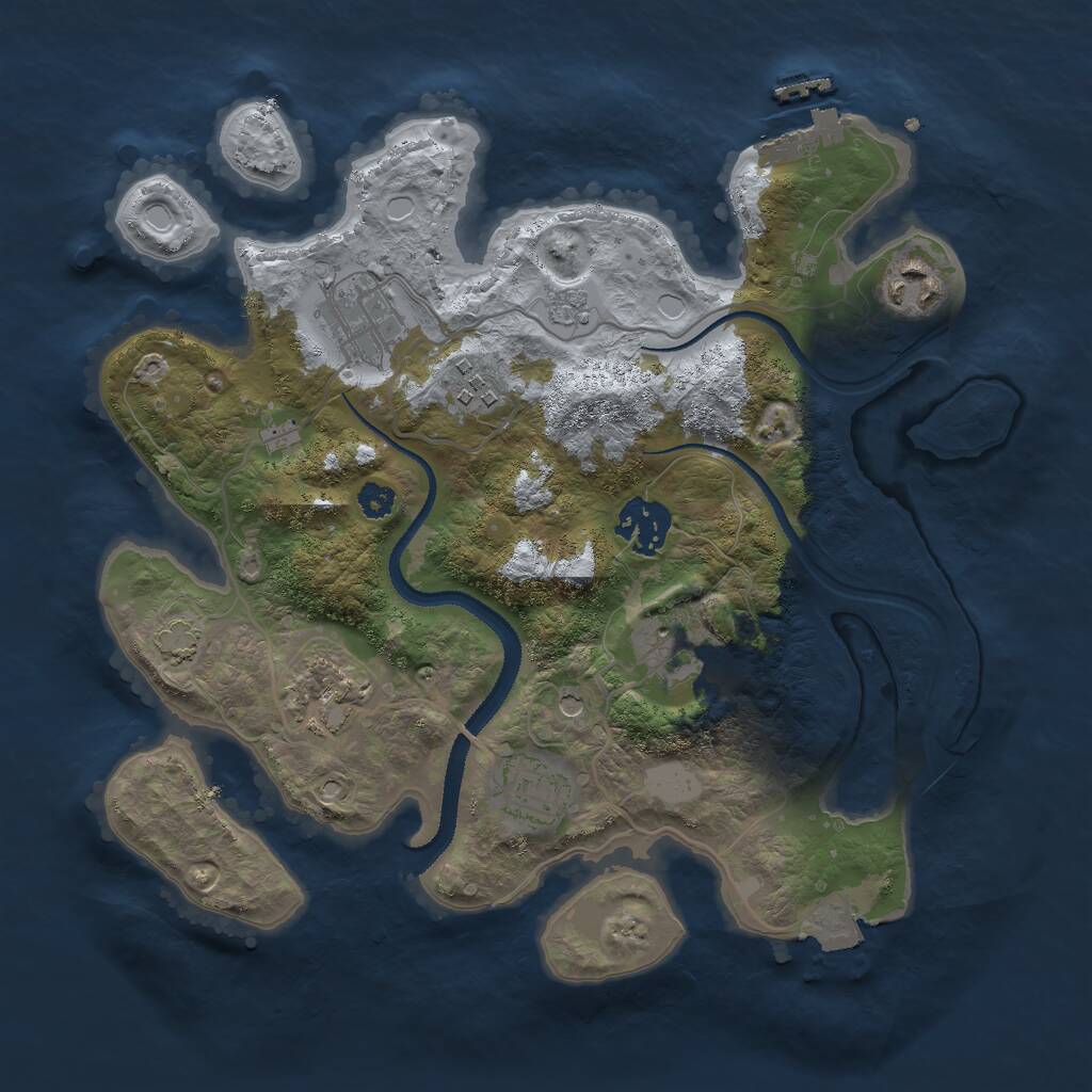 Rust Map: Procedural Map, Size: 3000, Seed: 777907002, 12 Monuments