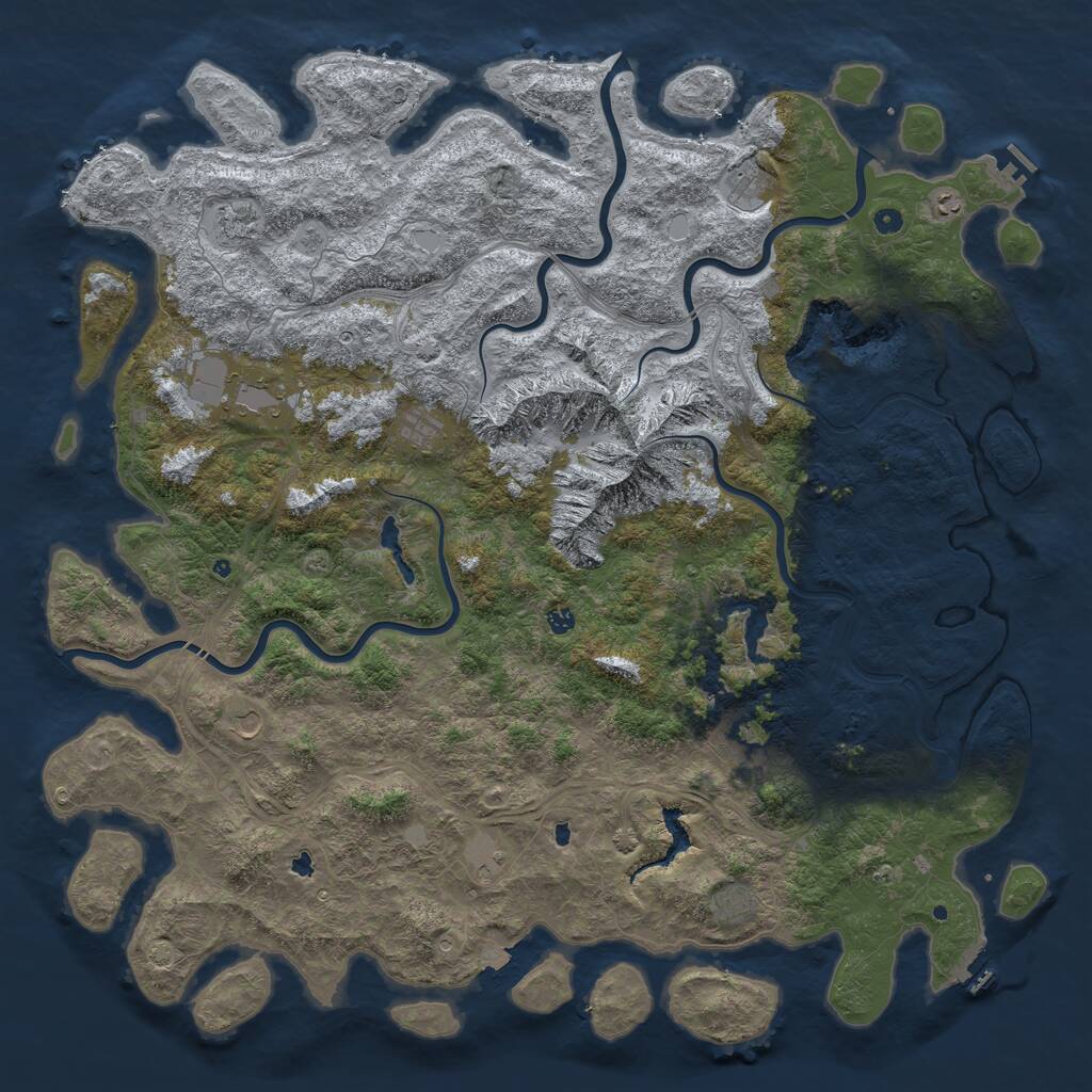 Rust Map: Procedural Map, Size: 6000, Seed: 70825, 17 Monuments