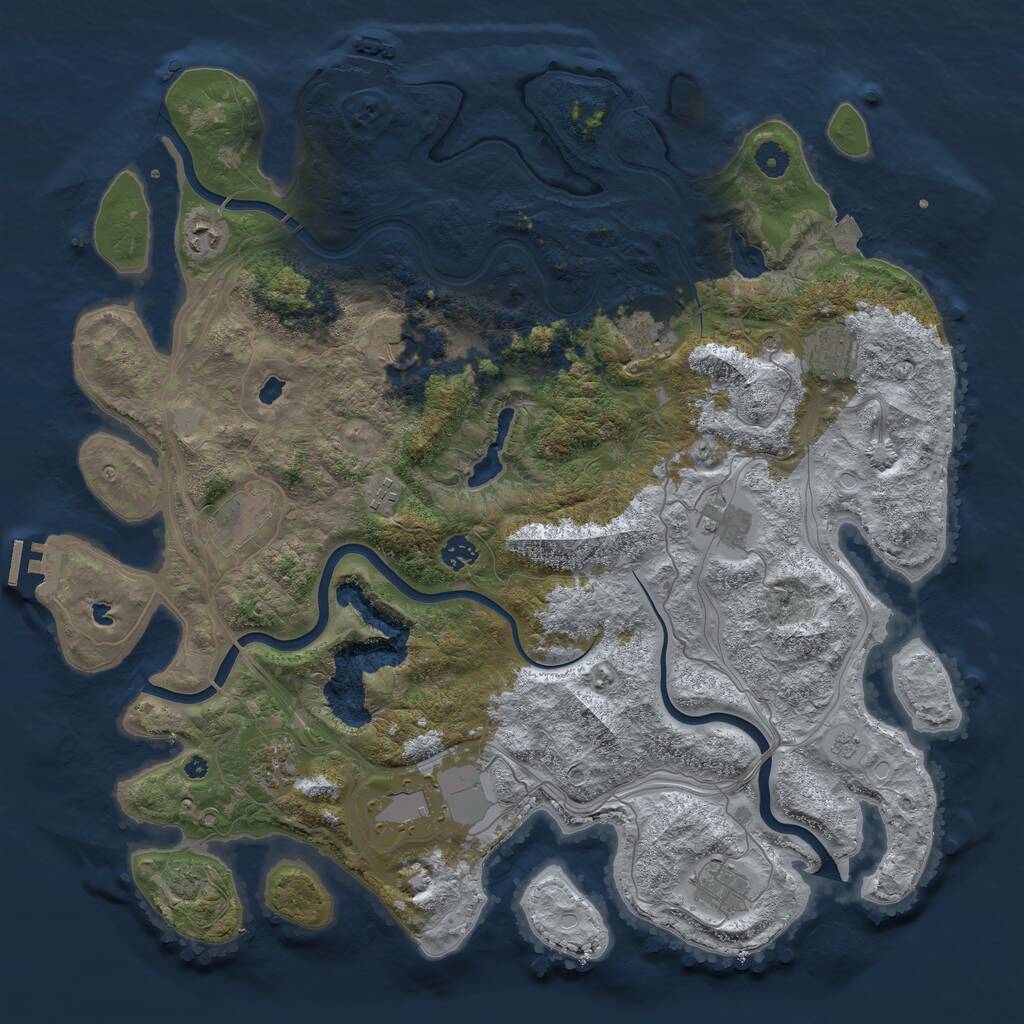 Rust Map: Procedural Map, Size: 4500, Seed: 1708534074, 17 Monuments