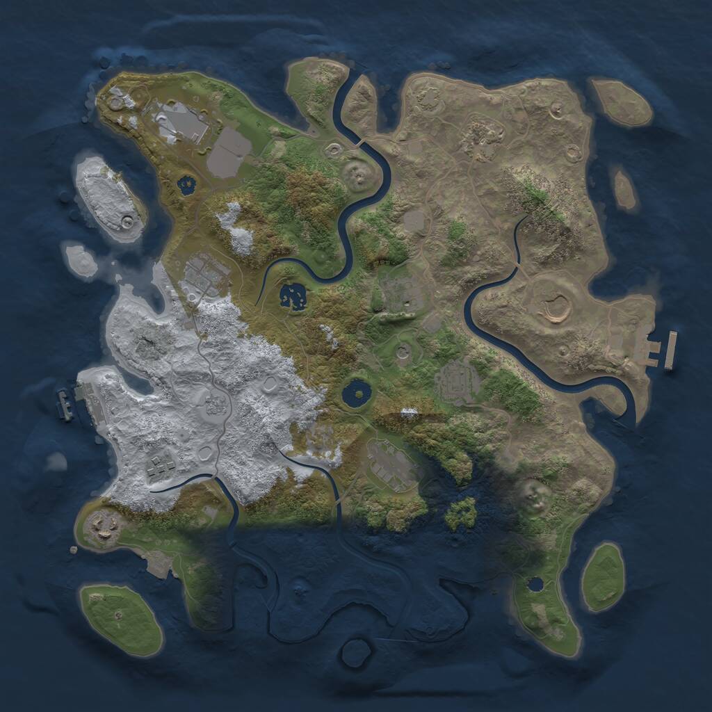 Rust Map: Procedural Map, Size: 3800, Seed: 456854, 16 Monuments