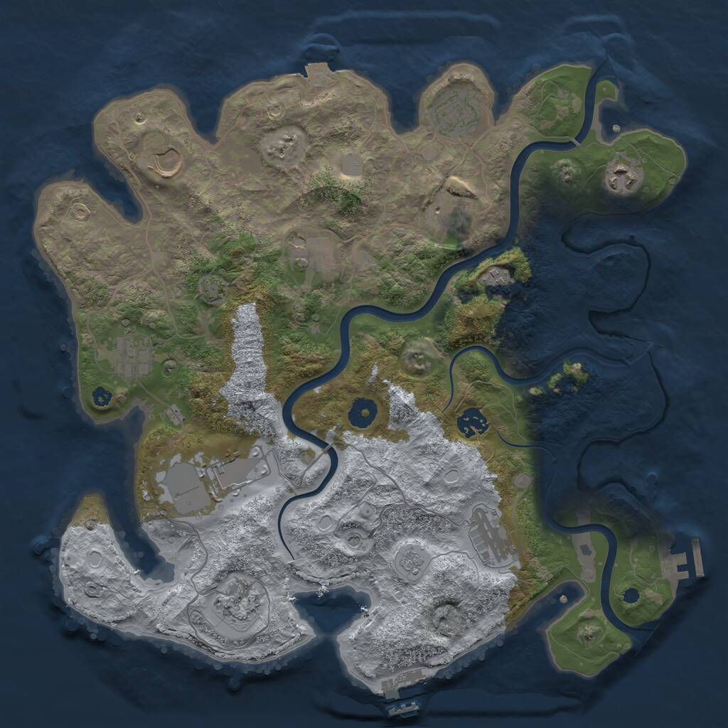 Rust Map: Procedural Map, Size: 3750, Seed: 143776602, 17 Monuments