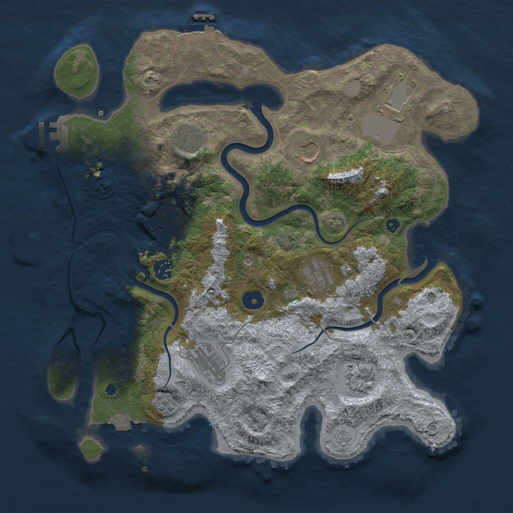 Rust Map: Procedural Map, Size: 3750, Seed: 540439046, 15 Monuments