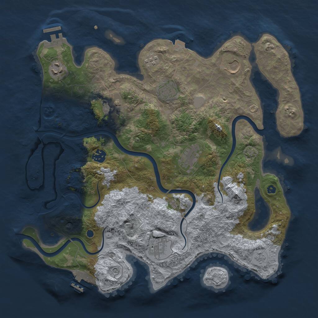 Rust Map: Procedural Map, Size: 3600, Seed: 529651966, 14 Monuments