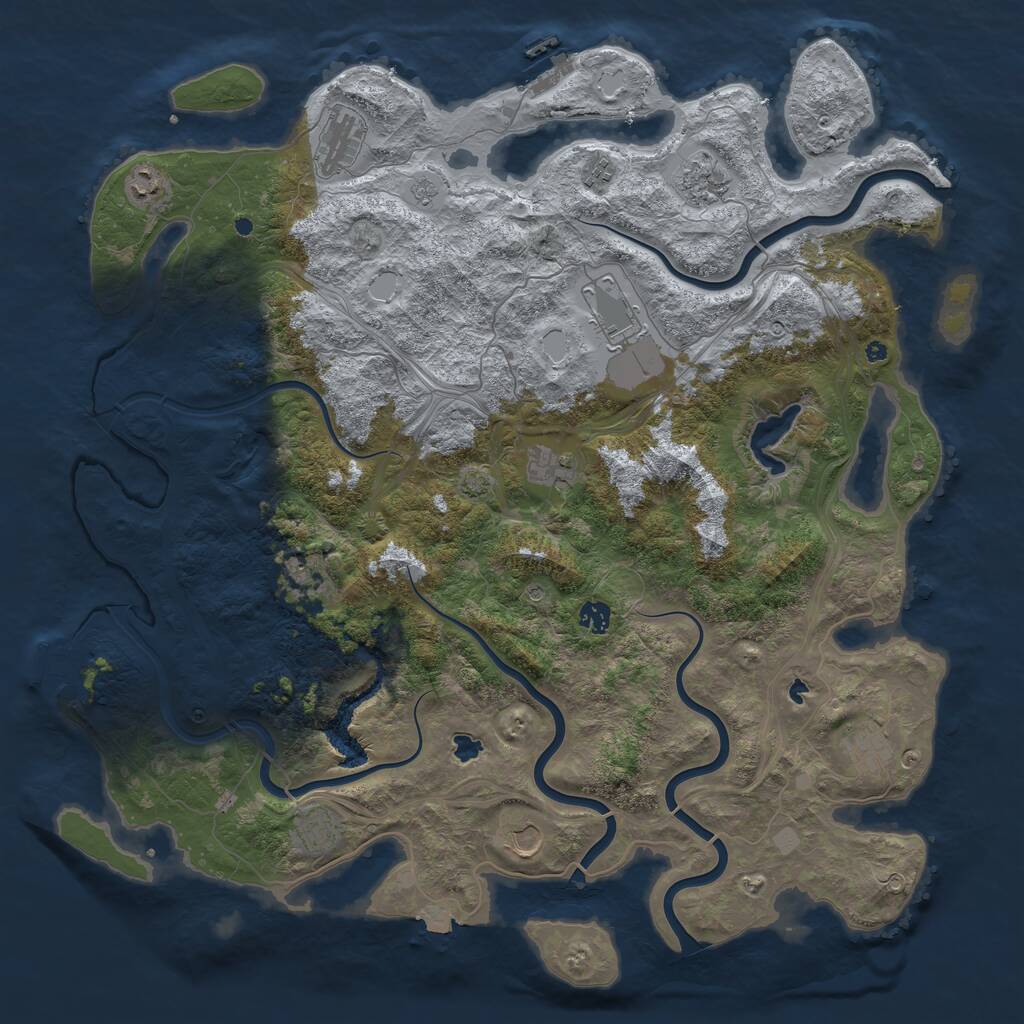 Rust Map: Procedural Map, Size: 4738, Seed: 900009, 17 Monuments