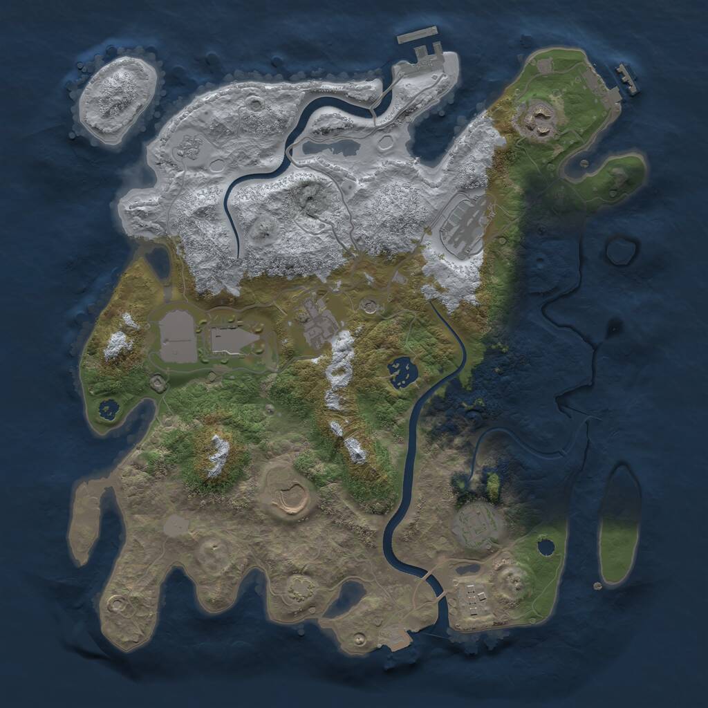 Rust Map: Procedural Map, Size: 3500, Seed: 1773177325, 14 Monuments